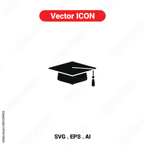 Vector icon of a graduation cap resting calmly with a minimalist academic vibe