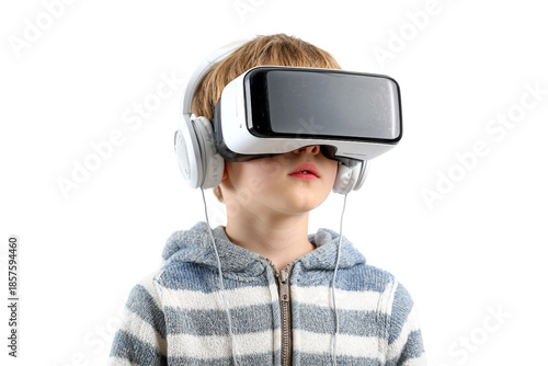 playful VR learning for child isolated on transparent background