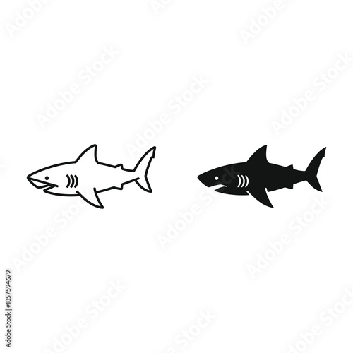 Simple line art of two sharks in different shades