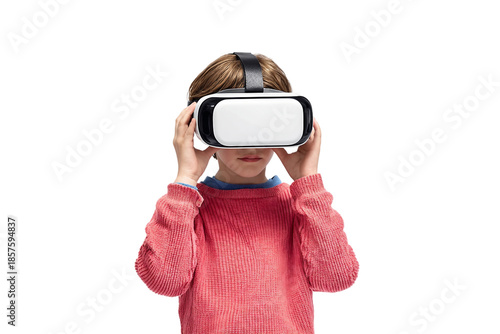 educational VR experience for child isolated on transparent background