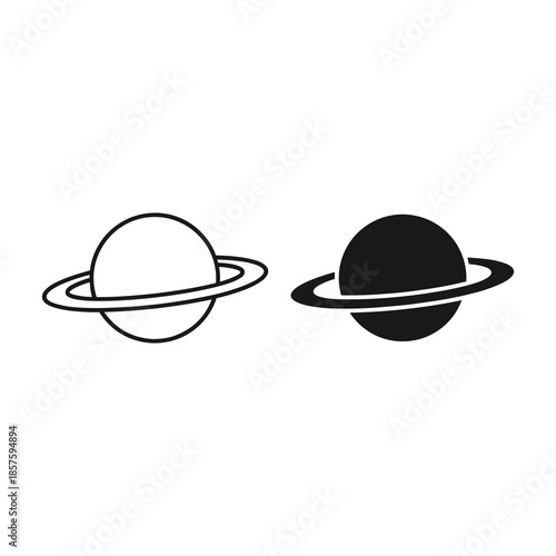 Simple illustration of two planets with rings