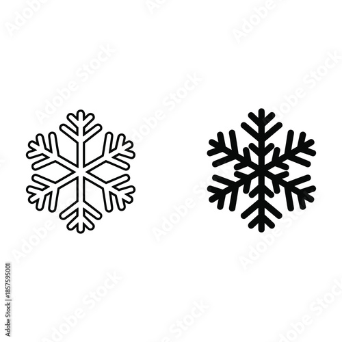 Simple snowflake icon set on white background