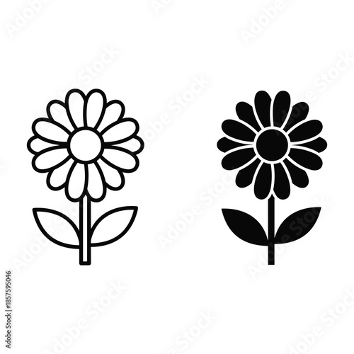 Simple black and white flower illustration