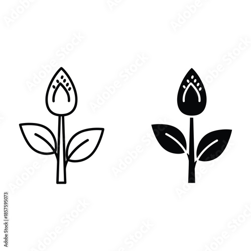 Simple black and white flower illustration