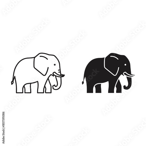 Pair of elephant silhouettes in different styles