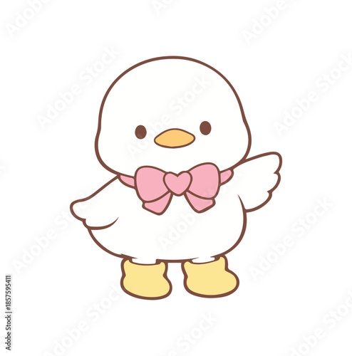 Cute Kawai Duck, Valentines Cute Cartoon Duck , Cute Baby Silly Goose Duck, Valentine Goose PNG, Little Duck Cartoon Vector, Little Baby Duck Illustration, Pink Duck Clipart 