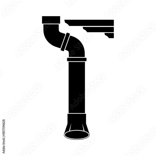 Black Downspout Pipe with Elbow Connector.