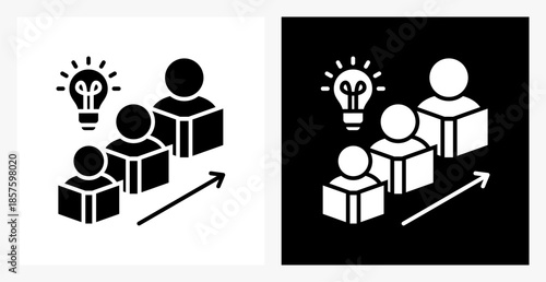 Lifelong Learning BPM icon sheet in black and white, filled style.
