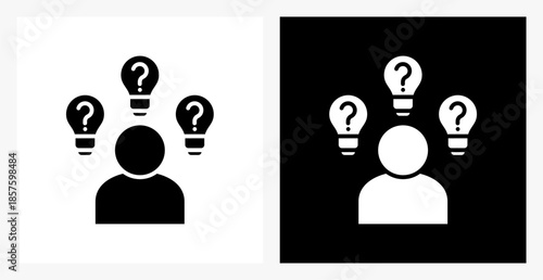 Questions BPM icon sheet in black and white, filled style.