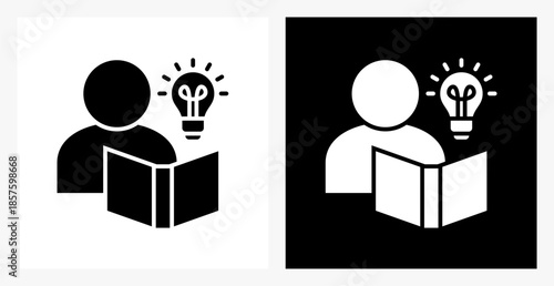 Autodidact BPM icon sheet in black and white, filled style.