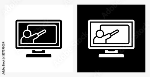 Online Learning BPM icon sheet in black and white, filled style.
