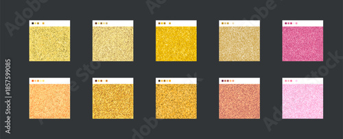 Glitter Texture Backgrounds Set Gold Pink Sparkle Confetti Patterns for Decoration Design Scrapbook Digital Paper Vector Collection