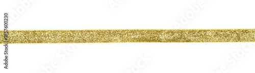 yellow sparkly ribbon isolated on white background, transparent golden holiday ribbon