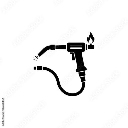 Blowtorch Illustration with Flame and Hose.