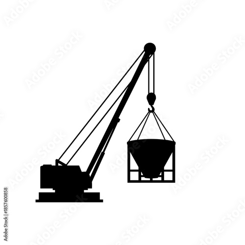 Crane Lifting Heavy Container with Bucket.