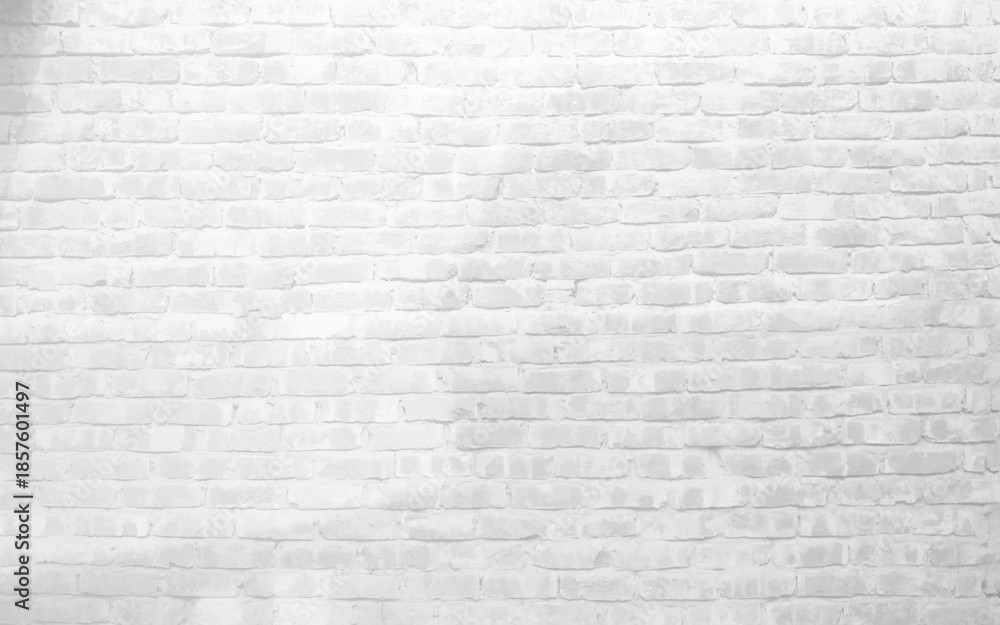 Fototapeta premium Old white brick wall background texture. Whitewashed brick wall, bright masonry texture as background