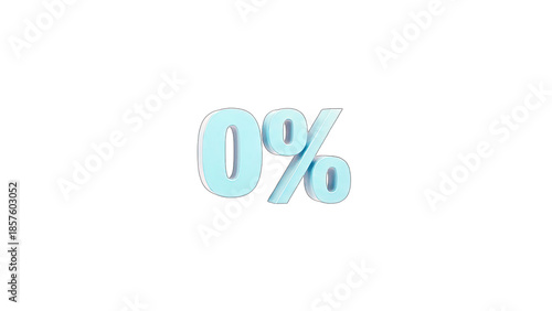 3D Zero Percent Icon on transparent background