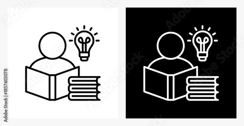 Study BPM icon sheet in black and white, line style.