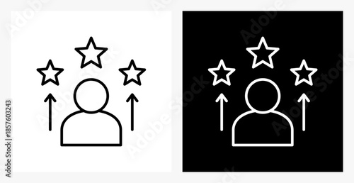 Self Improvement BPM icon sheet in black and white, line style.
