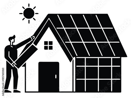 Installing solar panels on residential roof