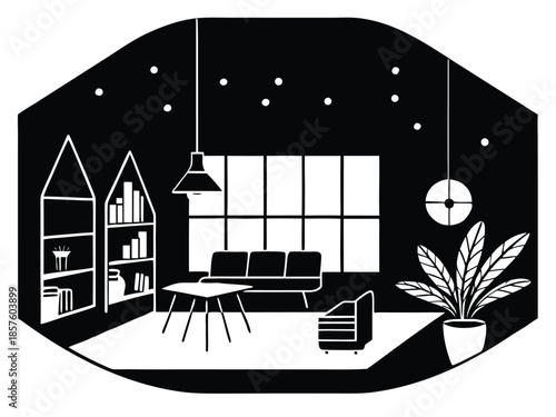 Modern living room interior with furniture and decoration