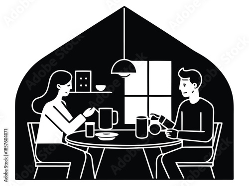 Couple enjoying coffee together at home