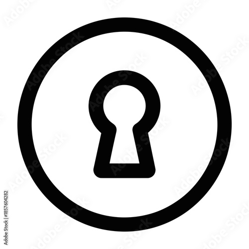 Keyhole security icon inside circular outline symbol