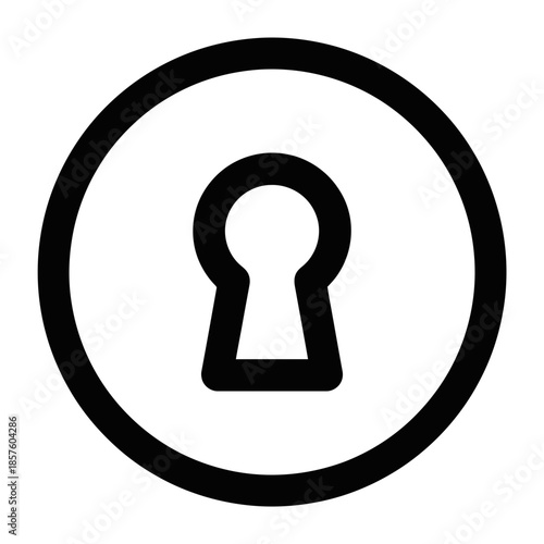 Keyhole security icon inside circular outline symbol