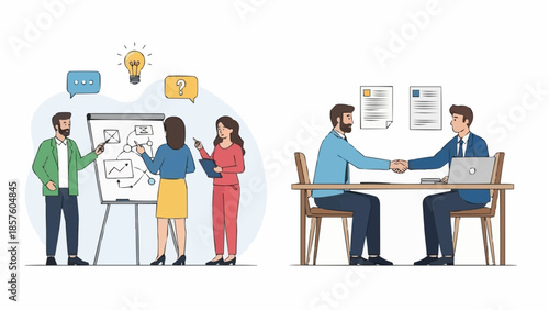 Business meeting and handshake for successful collaboration.