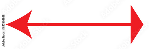 Red Double-Headed Vector Arrow Pointing Left and Right Isolated on White