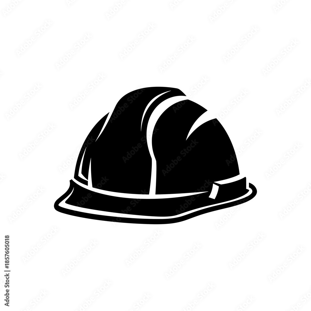 Fototapeta premium Black Hard Hat Safety Helmet Icon.