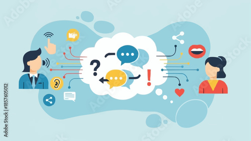 Business communication and social media interaction concept.