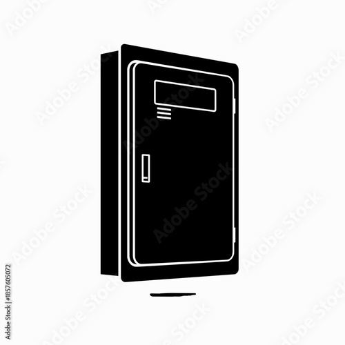 Black Safe Box with White Outline Details.