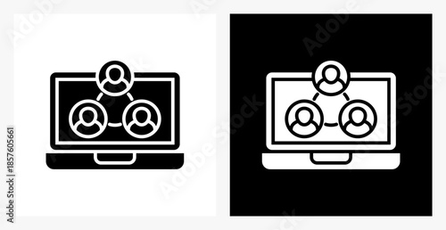 Collaboration BPM icon sheet in black and white, filled style.