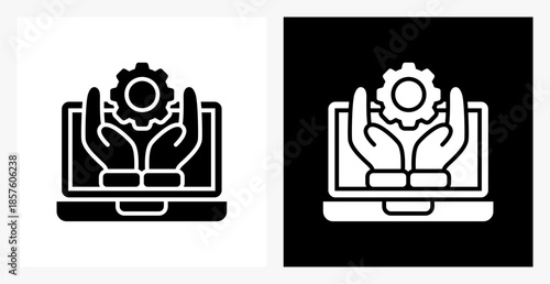 Management BPM icon sheet in black and white, filled style.