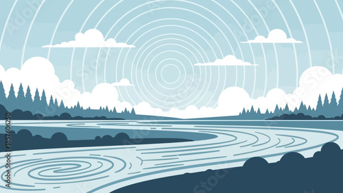 Winding River Flowing Through a Serene Natural Landscape.