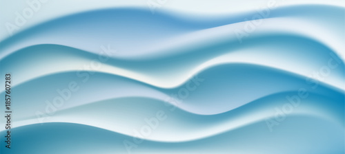 Abstract visualization of smooth flowing waves creating a dynamic background texture using soft gradient transitions and cool blue tones