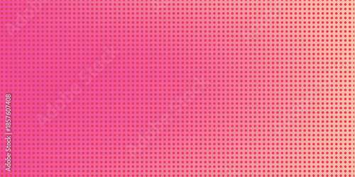 Pink orange polka dots gradient halftone background. Pop art cartoon dot texture with comic graphic design, Horizontal abstract pattern wall for cover digital technology.