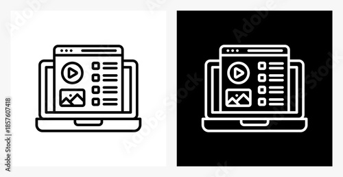 Content Plan BPM icon sheet in black and white, line style.