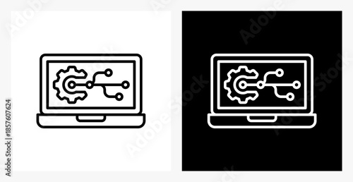 Version Control BPM icon sheet in black and white, line style.