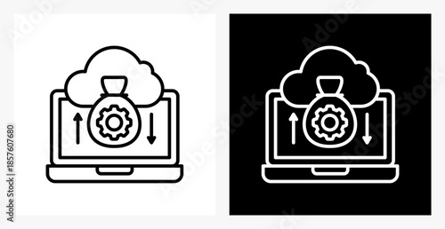 Retrieval BPM icon sheet in black and white, line style.