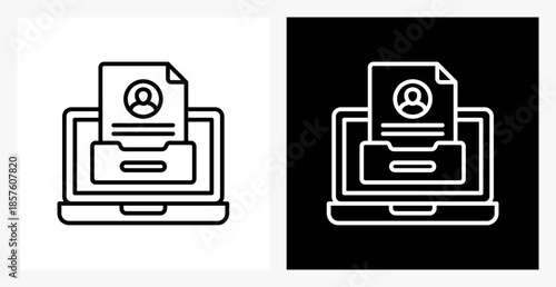Repository BPM icon sheet in black and white, line style.