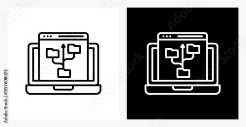 Version Control BPM icon sheet in black and white, line style.