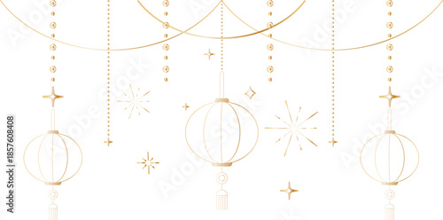 Chinese Lantern Hanging Ornament Outline