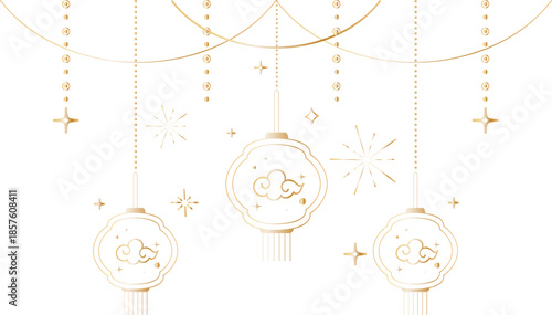Minimal Lunar Lantern Garland Decoration