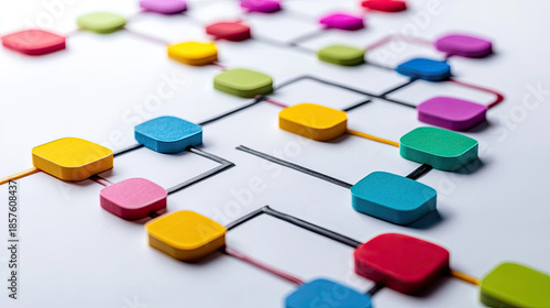 Wallpaper Mural Colorful connected blocks representing a network or flowchart, illustrating connections and relationships AI Generative Torontodigital.ca