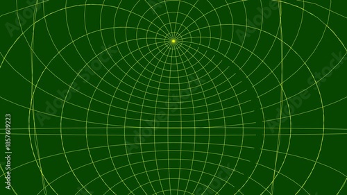 Abstract Retro Grid Pattern: Yellow Lines on Dark Green Background, Data Visualization Concept.
