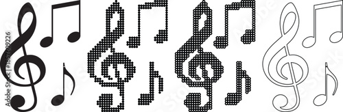 Black and White Musical Notes on White Background
