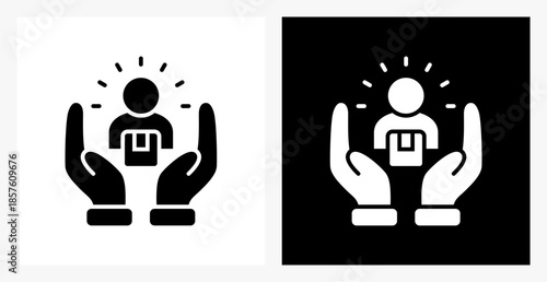 Customer BPM icon sheet in black and white, filled style.