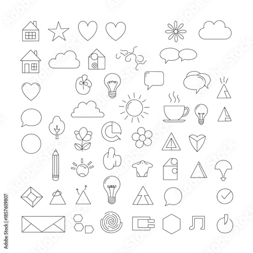 Collection of various simple line on white background house